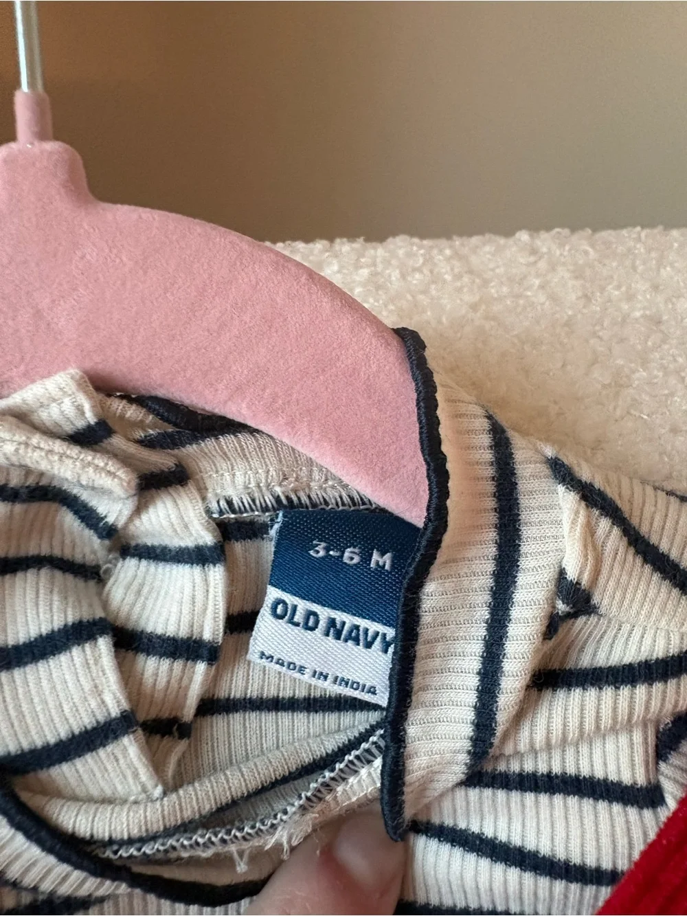 Old Navy Red Corduroy Heart Pinafore with Striped Top